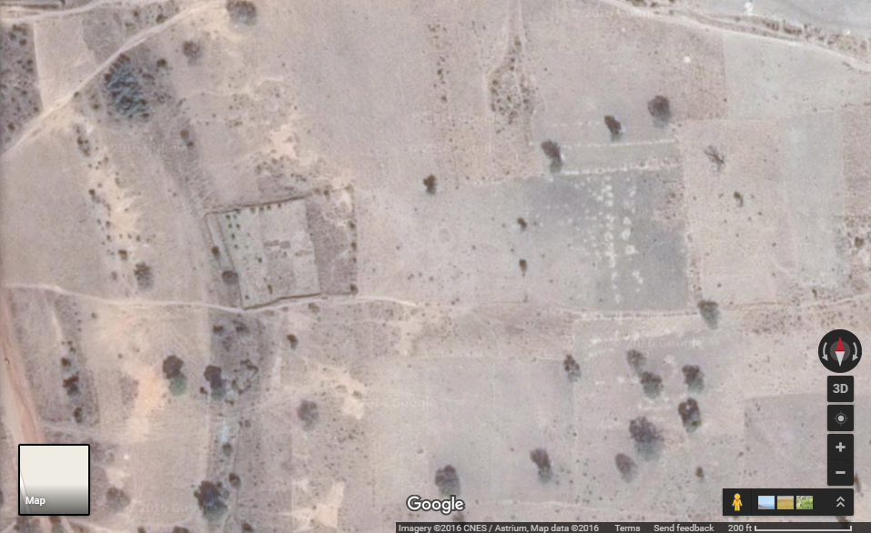 A Google Earth's view of Ndeye's farm with it's green boundary